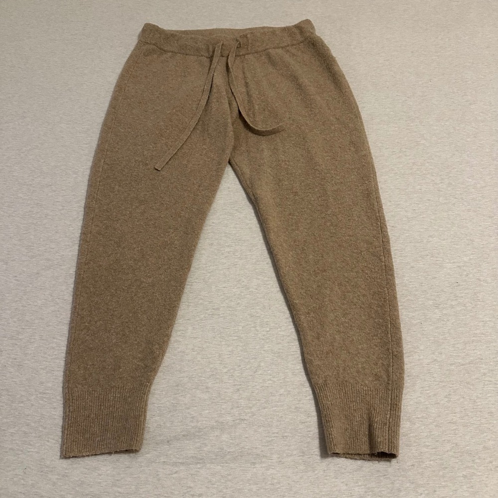 J.Crew Womens Camel Tan Wool Blend Knit Jogger Pants Size M Drawstring Lounge